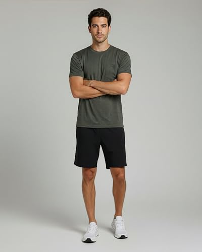 Image of Real Essentials 4 Pack: Men's Dry-Fit Short Sleeve Pocket Crew Performance Athletic T-Shirt (Available in Big & Tall)