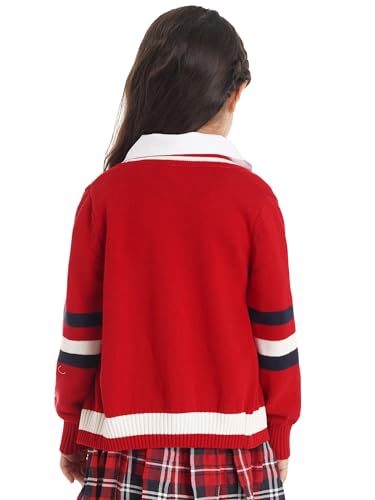 Kids Girls Boys Long Sleeve V Neck Striped Print Button School Uniform Cardigan Sweater Knitwear Outwear4