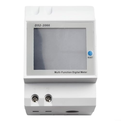 PureBowlic Medidor potente de CA de riel DIN de 100 A, monitor de energía digital 6 en 1 con pantalla LCD, contador de frecuencia de factor potente de corriente de voltaje KWh para uso en laboratorio