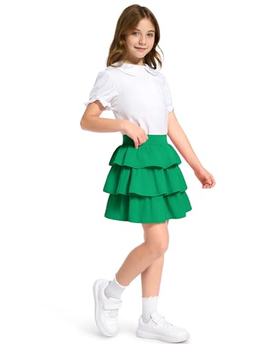 Image of KEREDA Girls Skirt Kids Casual 3-Layer Ruffle Skort School Uniform Skirts for Girls