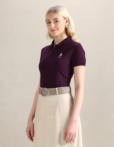 Image of U.S. POLO ASSN. Women's Cotton Regular Fit T-Shirt (UWAW24PTS153 Plum, Small