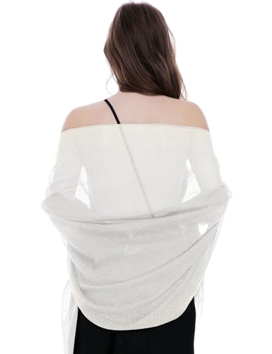 BANETTETA White Shawl For Women Dressy White Pashmina Scarf For Women