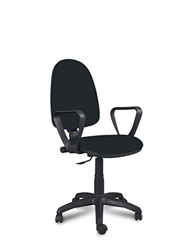 HERSO - Silla Oficina Alta Ergonómica Giratoria con Sistema Contacto Permanente para Escritorio. Asiento de Goma Flexible de Alta Densidad de 30 kgs/m3. Brazos Incluidos.Color Negro