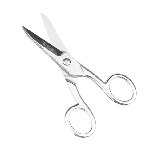 Hoteche 2-in-1 Kevlar Scissors 5.5 High Carbon Steel Electricians Scissors for Fiber Optic Cable Cutting Heavy-Duty Precision Cutter for Aramid Composite & Industrial Materials