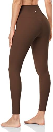 HeyNuts Pure&Plain 7/8 High Waisted Leggings for Women, Hawthorn Athletic Compression Tummy Control Yoga Pants 25'' Java Coffee XXS(00)