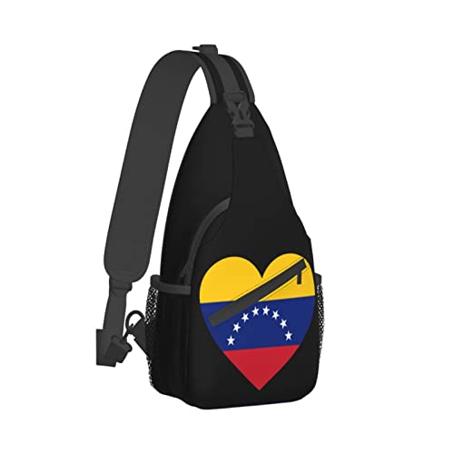 Mochila cruzada unisex Love Venezuela negra miniatura 3