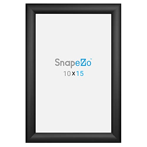 Snapezo Poster Frame 10X15 Inches, Black 1.2 Inch Aluminum Profile, Front-Loading Snap Frame, Wall Mounting, Premium Series #TOP5