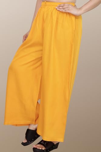 Image of KASANI Women's Solid Rayon Palazzo Pants Regular Palazo