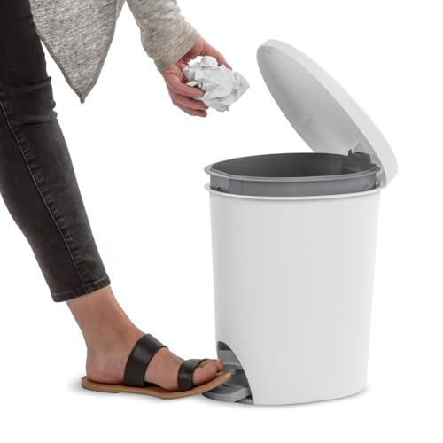 Caneca de basura pequeña para baño, 2.6 gal plastic blanca miniatura 6