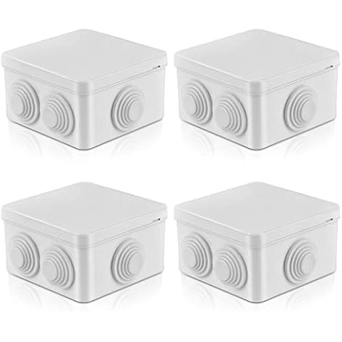 IP65 Waterproof Junction Box, 4 Pack ABS Plastic Outdoor Junction Box, Weatherproof Electrical Project Box for Cameras, Garden Lights, Home Solar Panels (85x85x50mm) Cover