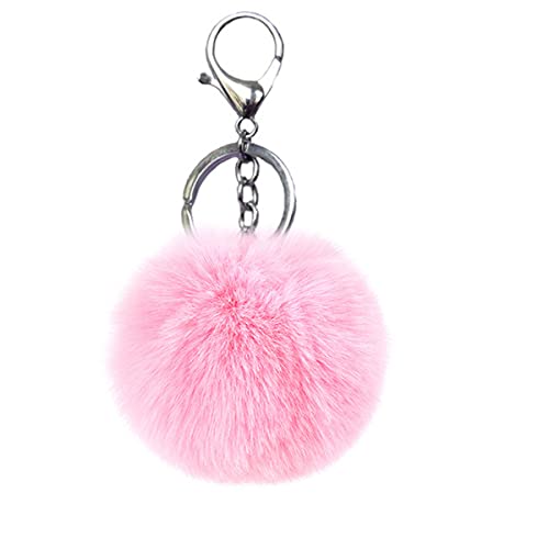 Unpafcxddyig Pom Pom Keychain Artificial Fur Ball Keychains Fluffy Tote Pendant Car Bag Charm,pink