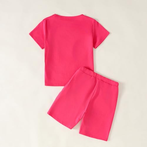 Image of 7-14Y Tween Girl Clothes 2 Piece Short Sleeve Tie Dye Heart Print Top and Shorts Teen Girl Summer Outfits Short Set