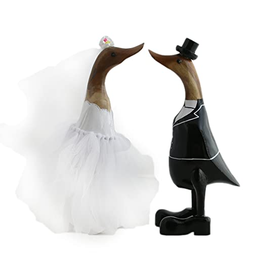 ART-CRAFT Handgeschnitzte Enten aus Holz und Bambuswurzel als...