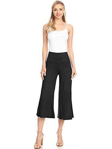 Made By Johnny Women's High Elastic Waistband Wide Leg Palazzo Culotte Gaucho Capri Pants (S~5XL)3