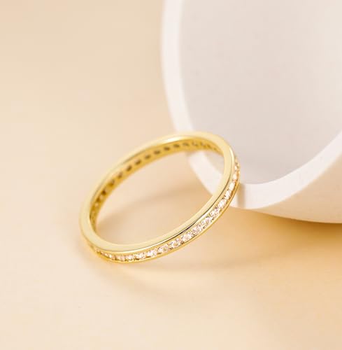 TIGRADE 2.5mm Women Anniversary Ring Cubic Zirconia Wedding Band CZ Stackable Ring Eternity Band Size 3-113