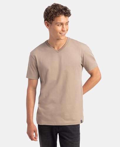 Image of Jockey 2726 Men's Super Combed Cotton Rich Solid V Neck Half Sleeve T-Shirt