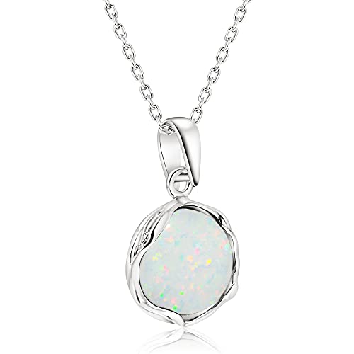 Adita Gold 925 Sterling Silver White Opal Necklace thumb #4