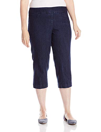 SLIM-SATION Women's Plus Size Wide Band Pull-on Straight Capri with Tummy Control