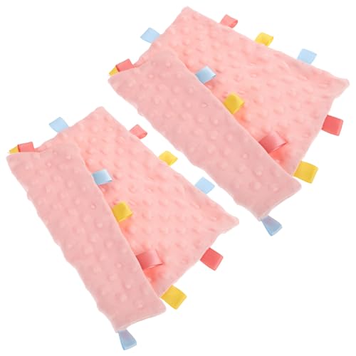 IWOWHERO Lot de 2 Serviettes Apaisantes Ultra Douces à Alvéoles 25x25 Cm, Doudou Sensoriel avec Étiquettes Multicolores, Couverture Apaisante pour Bébé, Poussée Dentaire Crèche