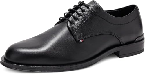 Tommy Hilfiger Chaussures Derby Homme Thunit en Cuir, Noir (Black), 46