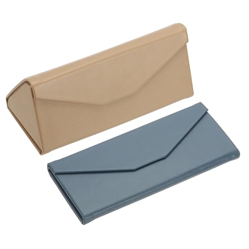 Image of PATIKIL Foldable Glasses Case, Triangle Magnetic Sunglasses Organizer Case PU Leather Hard Eyeglass Case for Women (2 Pcs)