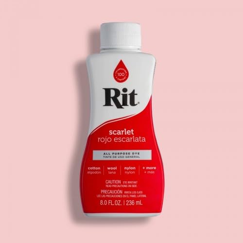 Easy to Use All Purpose Liquid Dye, 236 mL, Multiple Colours Available, Suitable for Cotton Silk Wool Nylon Rayon and More (Scarlet)