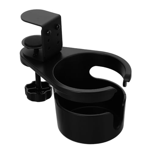 WEKADRIN Soporte de Bebidas de Escritorio Ajustable con Abrazadera Rotativa Soporte Antideslizante y Antivuelco para Botellas y Tazas Organizador Fijo sin Perforación para Mesa para Oficina