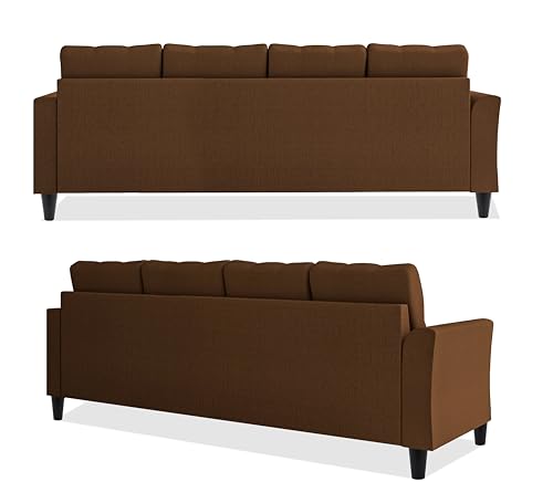 Image of Adorn India Maddox Tufted L Shape 5 Seater Sofa Set RHS (Brown) (3 Year Warranty)
