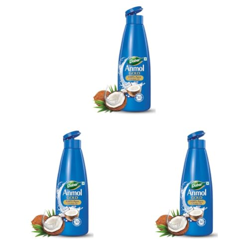 Image of Dabur Anmol Gold 100% Pure Coconut Oil - 550ml | Natural | Nariyal Tel | Handpicked Sundried Coconuts | Multipurpose Oil (Pack of 3)
