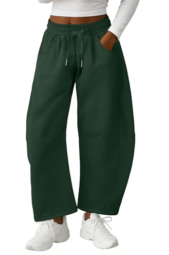 Lepunuo Barrel Sweatpants Women Casual Baggy Elastic Waisted Pants Wide Leg Gym Trousers with Pockets