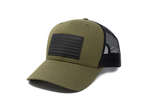Image of 13 STRIPES American Flag Hat - Leather Patch Mesh Back Snapback Hat for Men & Women USA Flag Trucker Hat, Casual Unisex Hat