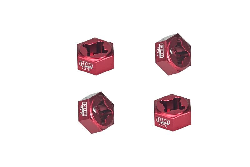 Aluminum 7075 Wheel Hex Set Fits Arrma 1/18 Granite GROM MEGA 380 Brushed 4X4 Monster Truck ARA2102 Upgrades - Red