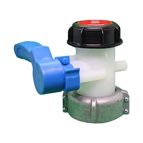 SIBOMTEX - Grifo de salida de 75 mm para adaptador de drenaje de tanque IBC, válvula adaptadora, llave de paso de agua de lluvia, grifo de drenaje para tanque IBC para aceite, combustible y agua