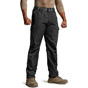 CQR Men’s Tactical Pants, Water Resistant Ripstop Cargo Pants, Lightweight EDC Work Hiking Pants, Outdoor Apparel