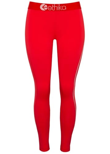 Mallas ajustadas completas Ethika SubZero transpirables color rojo neón para mujer