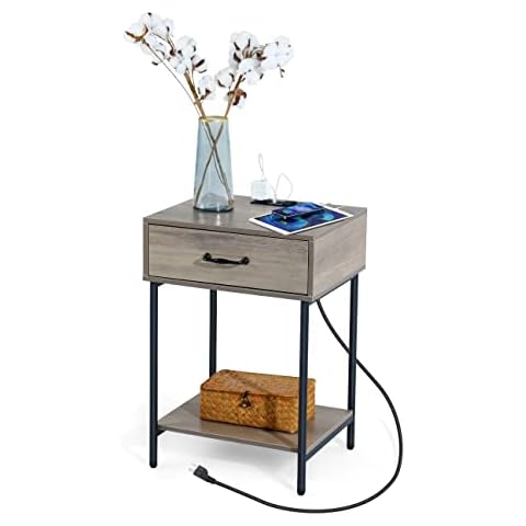 Evajoy end Table, Engineered Wood Alloy Steel, Grey Cover