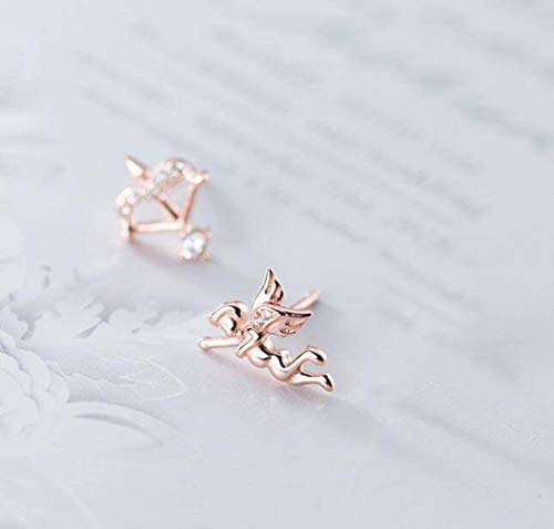 Boucles d'oreilles diamant Cupidon S925 flèche ange rose pour femme élégante