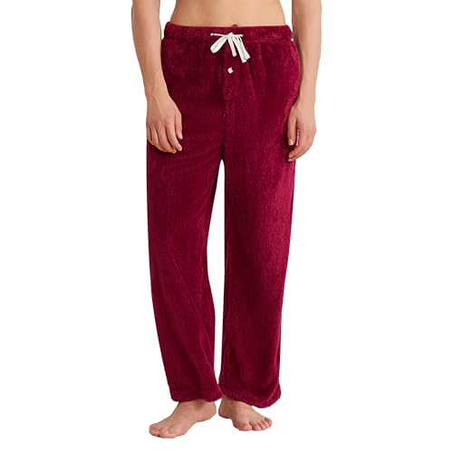 Mens Fleece Soft Pajama Bottoms Warm Lightweight Lounge Sleep Pants with Pockets and Button Fly