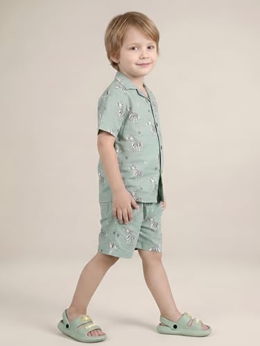 Image of POLKA TOTS 100% Cotton Half Sleeve Shirt and Shorts Combo for Boys | Co-Ord Set for Kids | Summer Wear Dress for Toddlers | Breathable & Skin-Friendly Boys Clothes | Trendy Summer Outfit & Beach Wear