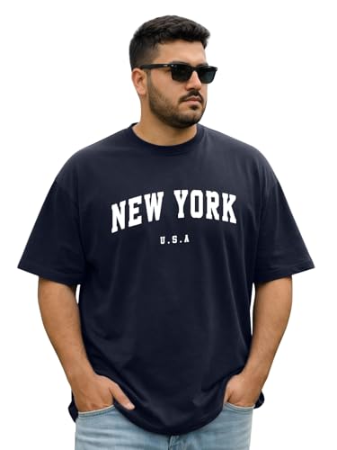 Image of Veirdo Men's Cotton Half Sleeve Plus Size Printed T-Shirts with NY & USA Designs, Stylish Comfortable & Durable Tees, Available in 2XL to 5XL Sizes