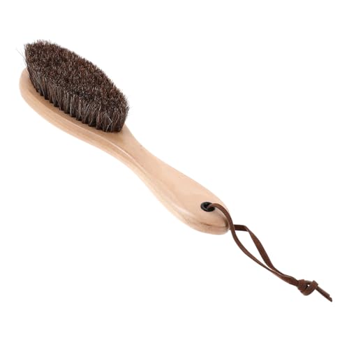 TOGEVAL Cepillo para Zapatos y Ropa Antistático de Madera de con Cerdas de Crin de Caballo Mango para Pulir y Cuidar Calzado y Prendas Herramienta Duradera y Ligera Fácil de Colgar