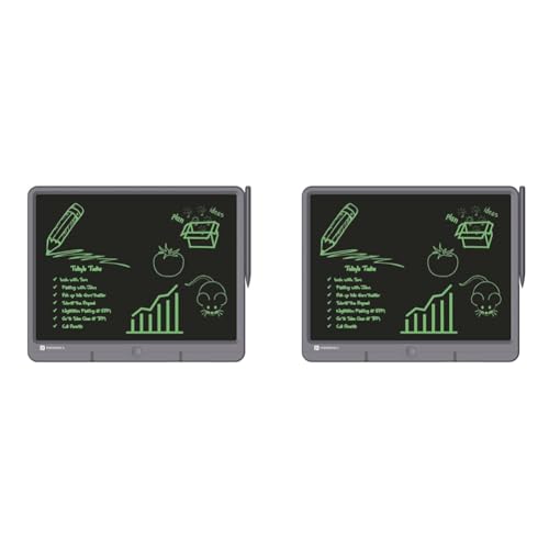 Image of Portronics Ruffpad 15 Re-Writable LCD Screen 38.1cm (15-inch) Writing Pad for Drawing, Playing, Handwriting Gifts for Kids & Adults (Grey) (Pack of 2)