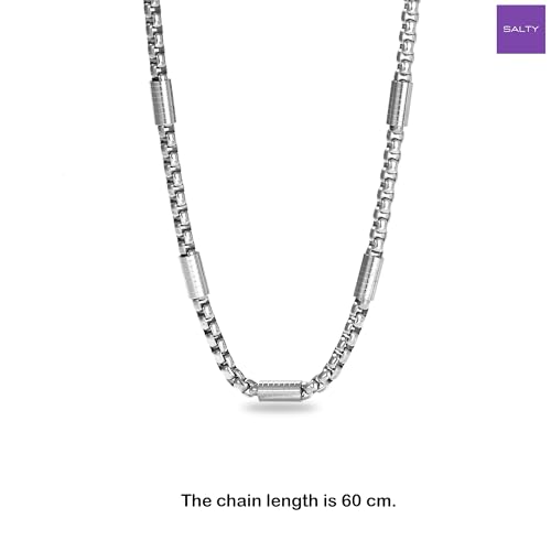 Image of SALTY ALPHA Anti Tarnish Stainless Steel Locket Neck Chain for Men | Stylish Pendant Necklace | Jewellery Accessories for Boys | Minimal Jewelry | Gifts for Boyfriend & Husband | Gift for Diwali, Christmas, Marriage, Birthday, Rakhi