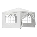 JupiterForce Canopy Tent 10x10 Outdoor Wedding Party Tent with Removable Sidewalls Heavy Duty Gazebo Waterproof Canopy Patio Tent Shelter Pavilion Cater BBQ Events Tent, White