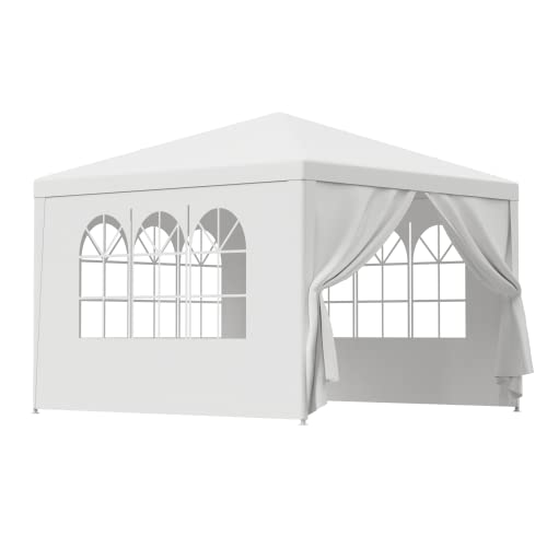 JupiterForce Canopy Tent 10x10 Outdoor Wedding Party Tent with Removable Sidewalls Heavy Duty Gazebo Waterproof Canopy Patio Tent Shelter Pavilion Cater BBQ Events Tent, White