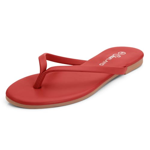 Image of Shoe Land Thong Flip Flops for Women, Memory Foam Flat Sandals, Lightweight Summer Slides, Non Slip Comfort Sandals for Beach, Travel and Everyday Wear