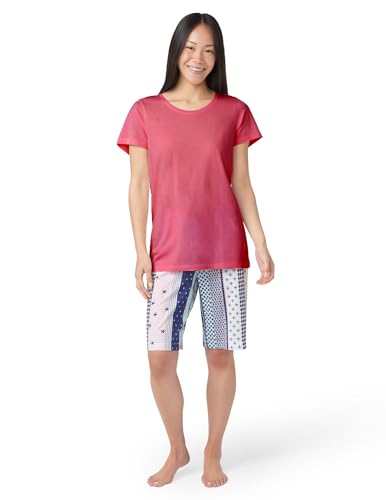 Image of HUE Women's Summer Vacation Pajama Separates, Soft, Whimsical Print Pjs with Tropical Beach Themes, Flip Flops, Cocktails