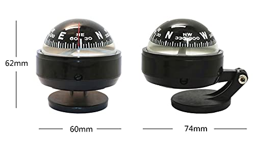 Lizipai Compass For Car Dashboard, Portable Compass Compact Ball, Dashboard Stand Compass With Suction Cup & Adjustment Tools, For Cars, Travelling, Hiking, Camping Outdoor #TOP5