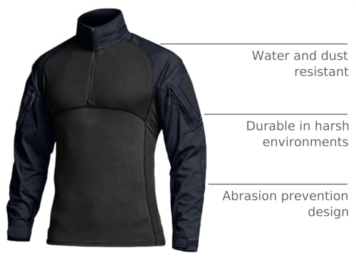 Image of CQR Men's Tactical Combat Shirt, 1 /4 Zip Long Sleeve Breathable Military BDU Training Top for Shooting, Hunting, Range Use
