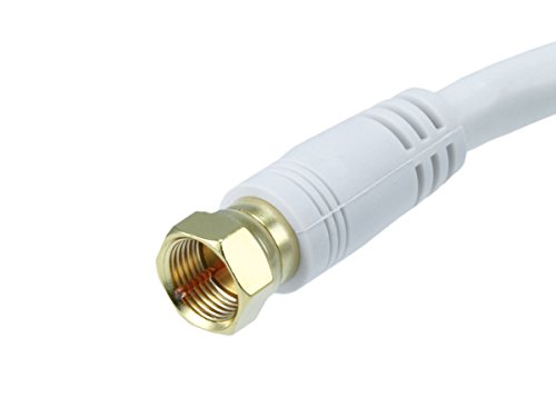 Image of Monoprice RG6 Quad Shield CL2 Coaxial Cable with F Type Connector, 1.5ft, White